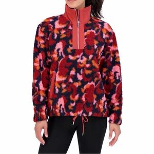 Vibrant Cozy Plush Sherpa Fleece Pullover Colorful Warm Stylish Pink Navy Medium